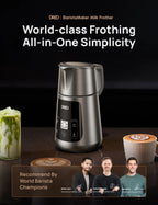 Dreo All-in-1 BaristaMaker Milk Frother, Electric Foam Frother for Latte Art Microfoam and Coffee, 15oz/450ml Automatic Milk Warmer with 30 Drinks, Dishwasher Safe, Dairy/Plant-Based Milk