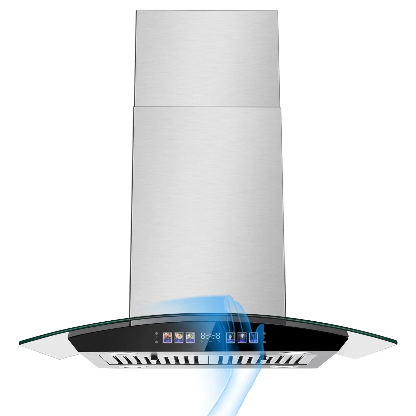30 inch Range Hood 700 CFM Island Mount Range Hood Ceiling Mount Kitchen Vent Hood Touch Control Gesture Sensing