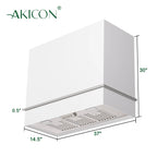 Akicon Range Hood 36 Inch, Ultra Quite Stainless Steel Kitchen Hood, Wall Mount Square Vent Hood with LED Light and Dishwasher-Safe Filters, Hood Vents for Kitchen, 3 Speeds, 600 CFM (AK-HS36HB-SWG)