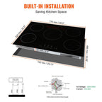 Choco Moon Induction Cooktop 5 Burners, 30'' Stove Top, Built-in Magnetic 9200W, 9 Heat Levels, LED Touch Screen, Child Lock, Over-Temp Protection, Easy Cooking