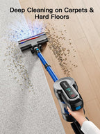 Roanow Cordless Vacuum Cleaner, 38KPA/55Mins with Display Stick Vacuum for Home Hardwood Floor Carpet Pet