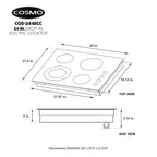 24 in. Electric Ceramic Glass Cooktop with 4 Elements Dual Zone Element