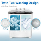 UbesGoo Compact Twin Tub Portable Mini Washing Machine 20lbs Total Washing Machine W/Drain Pump
