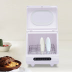 FETCOI Countertop Dishwasher, Compact Countertop 360Streak-Free Deep Cleaning Dishwasher Tableware Dishwashing 5 Washing Programs Automatic Portable Dish Washing Machine with Dish Rack White