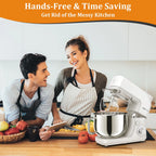 LINKChef Stand Mixer, 5.3QT 800W 6+P Speeds with Whisk, Dough Hook and Beater (White)