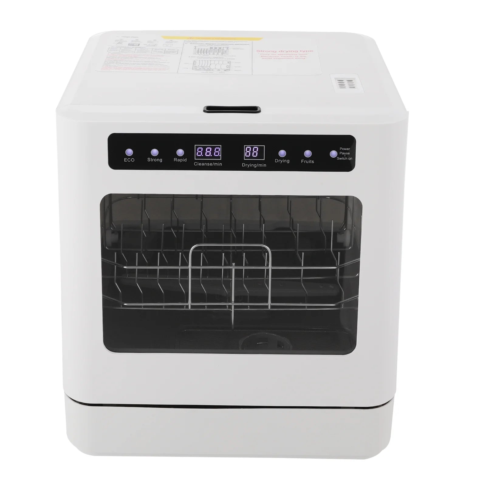 6.8L/1.8 Gallon Rectangular White Portable Mini Dishwasher Countertop Dishwasher, Household Mini Dishwasher
