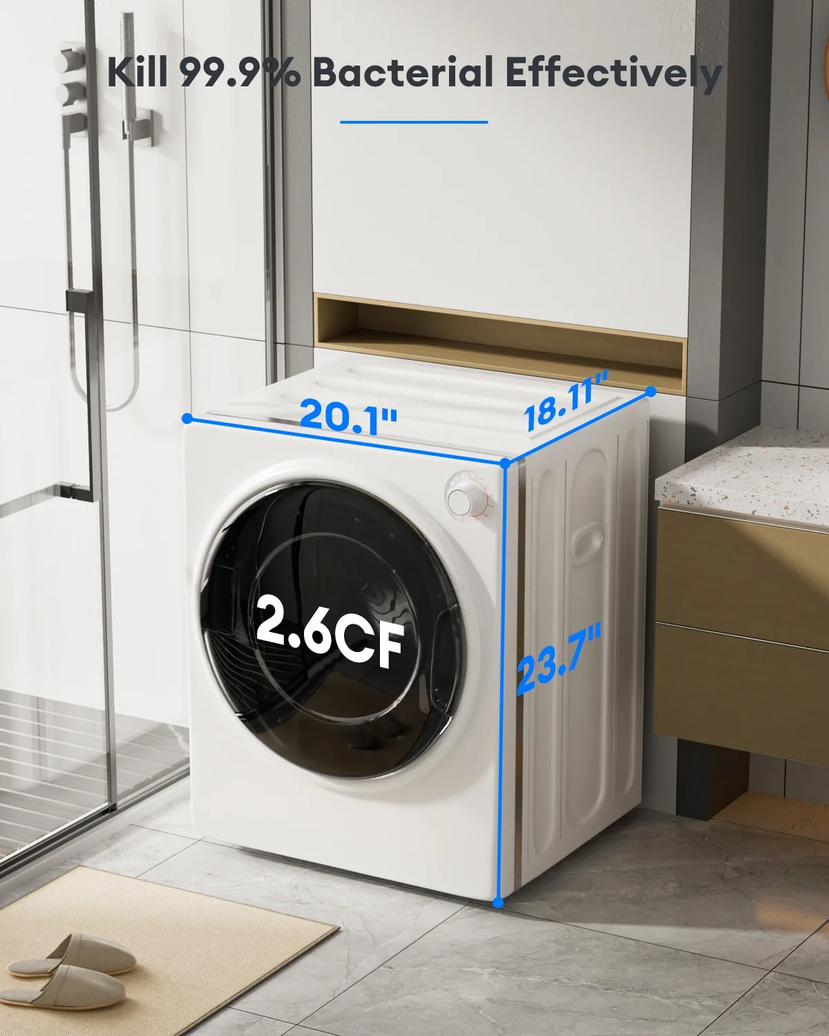 TABU 2.6 cu ft Portable Dryer for Clothes, 8.8 lbs Compact Dryer, Electric Dryer for Apartment,White
