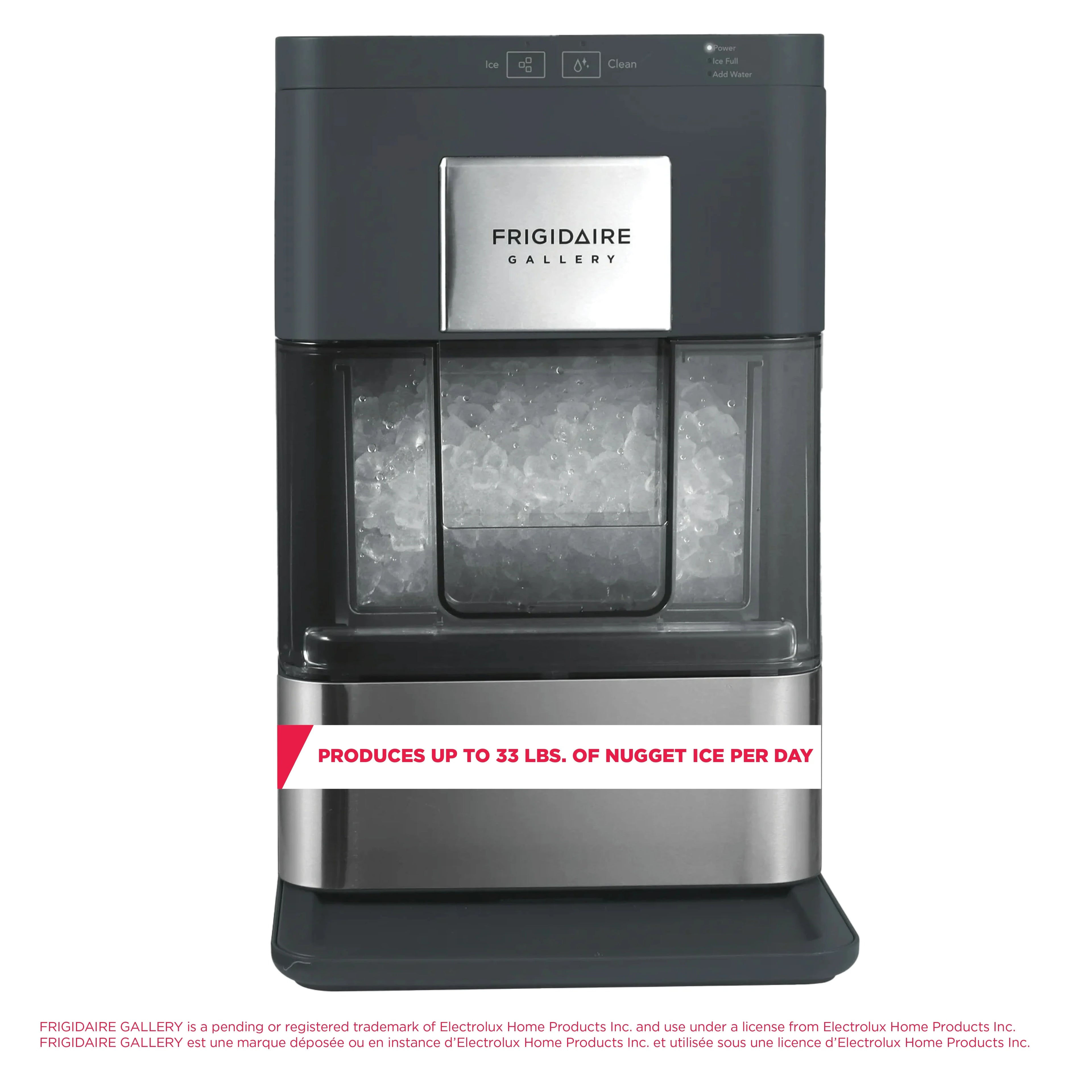 Frigidaire Gallery 33 lbs. Touchscreen Nugget Ice Maker - Stainless Steel Accent, EFIC220, Black