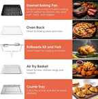 Kitchen in the box 32 QT Air Fryer Oven, 18-in-1 Convection Oven Countertop with Baking, Dehydrate and Rotisserie, 6 Accessories, 1800W, Black