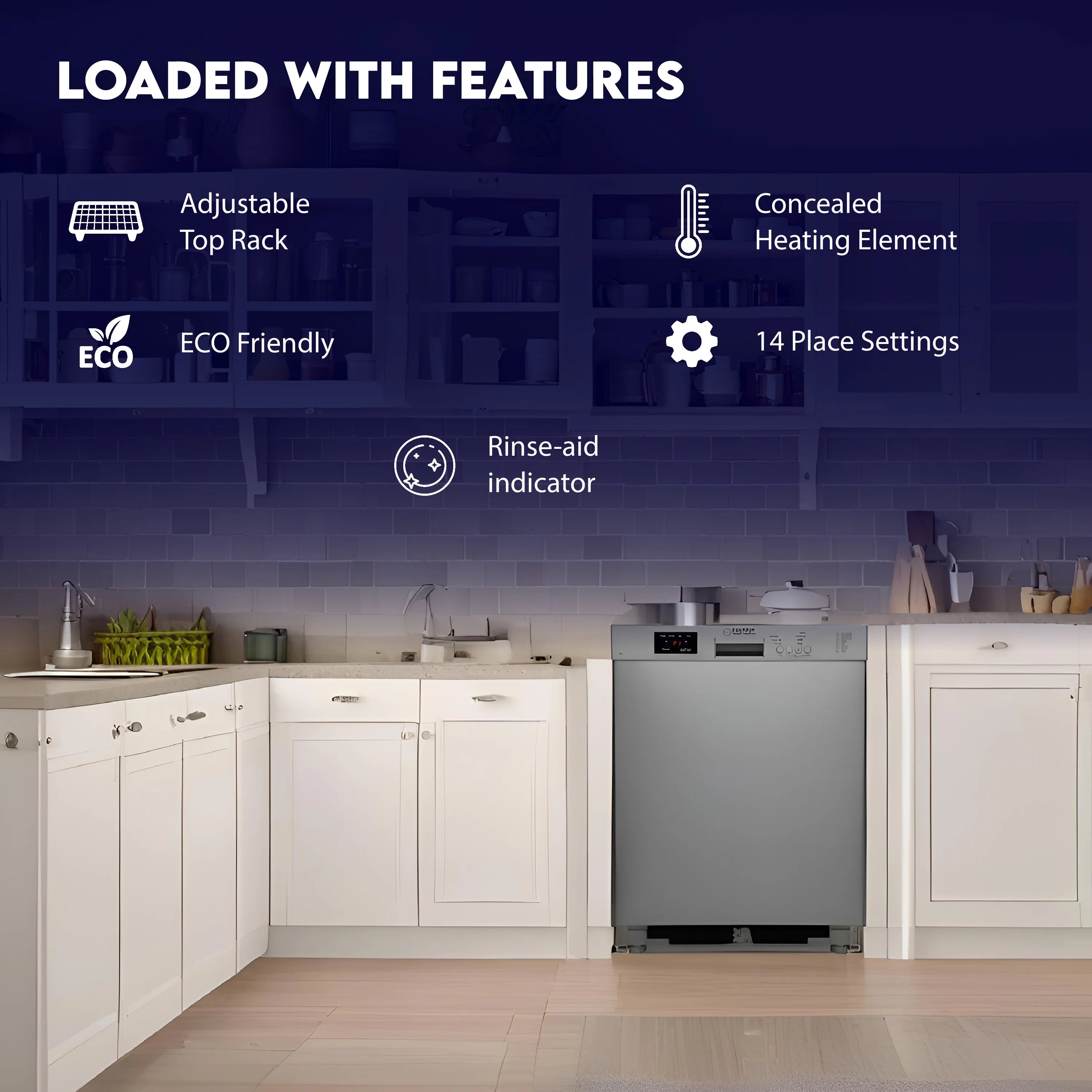 Equator 24" Built in 14 place Dishwasher in Stainless Energy Star Certfied, Quiet Operation and Advanced Santization