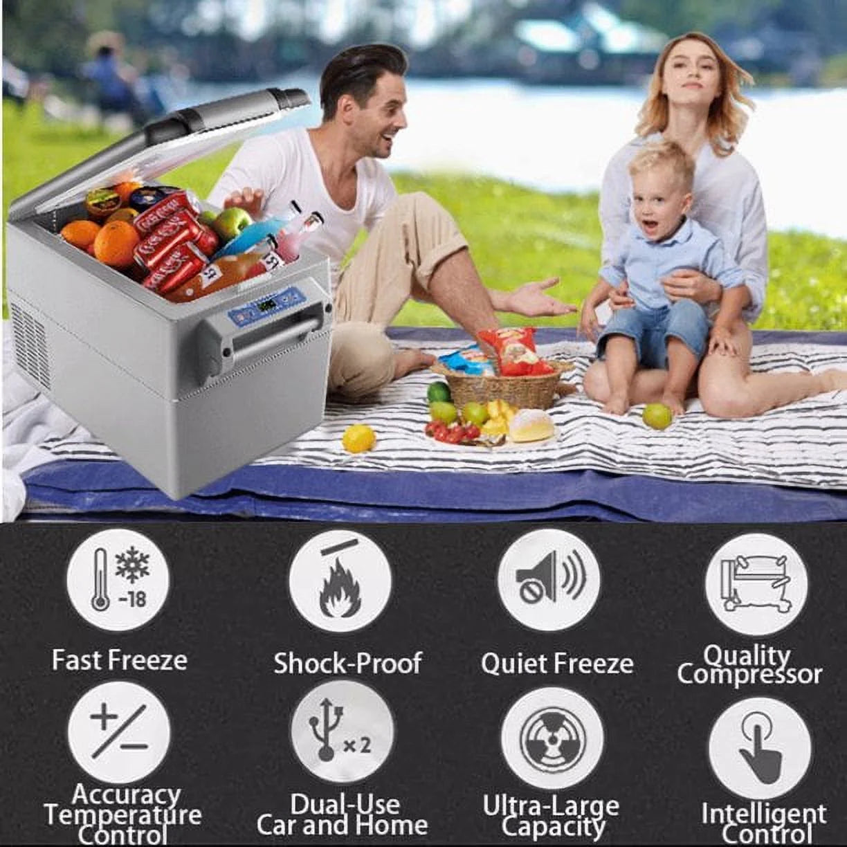 KAPAS Portable Compressor Refrigerator, 12/24v, 52L