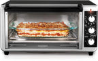 8-Slice Extra Wide Convection Toaster Oven, Fits 9"x13" Oven Pans and 12" Pizza, Bake, Toast, Broil, and Keep Warm Functions, Countertop Compact Design with Stainless Steel Finish