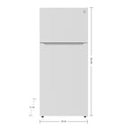 Kenmore 30" 20.2 Cu. ft. Capacity Standard Refrigerator with Top Freezer, Adjustable Shelves, White