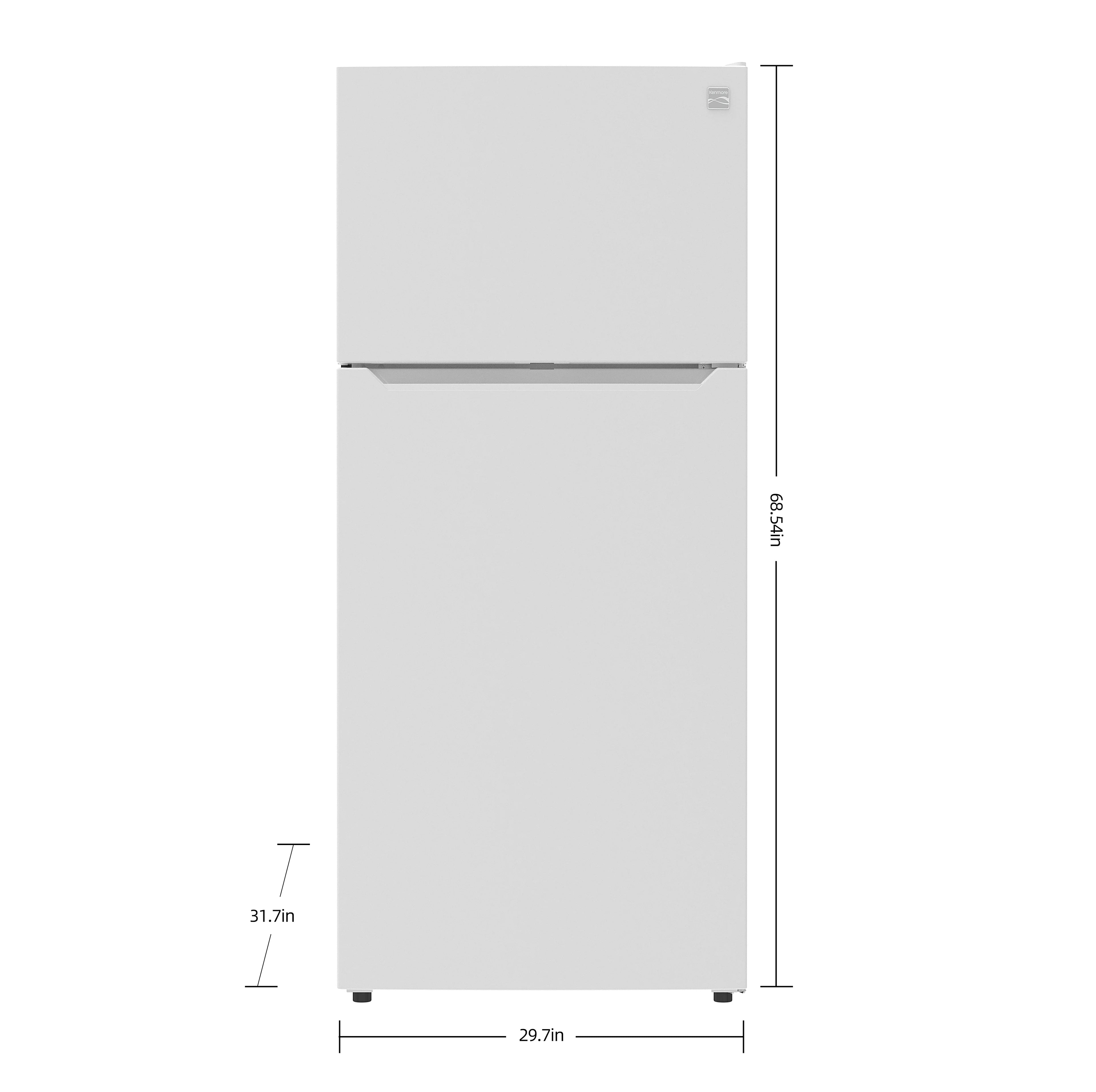 Kenmore 30" 20.2 Cu. ft. Capacity Standard Refrigerator with Top Freezer, Adjustable Shelves, White