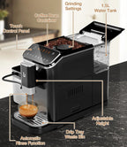 Riedhoff Fully Automatic Espresso Machine CM9002, 1350 W, Touch Screen with 1.5 L Water Tank, Black