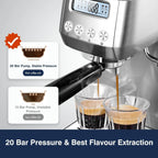 Sunmaki 20 Bar Espresso Machine, Compact Cappuccino Machines for Home Gifts, Stainless Steel
