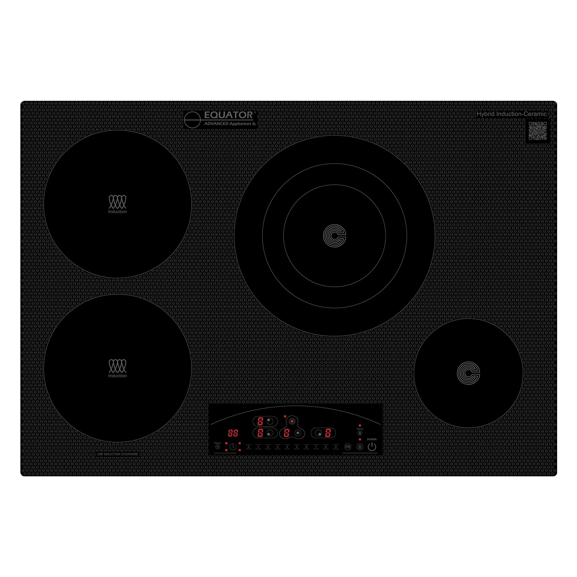 Equator 30" Electric Hybrid CERAMIC-INDUCTION 4 Burner Cooktop 9 Power 220V