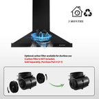 "Joeaonz 24"" Wall Mount Convertible Range Hood, 450CFM, Stainless Steel, 3-Speed with LED Light"