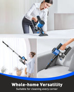 Cocbny Cordless Vacuum Cleaner, 28Kpa 8 in 1 Lightweight Stick Vacuum for Carpet Floor Pet Hair A27, Blue