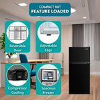 Conserv 19in BLACK Compact 2 Door Refrigerator 4.5cf Reversible Door 110V