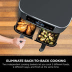 Restored Ninja DZ201 Foodi 6-in-1 2-Basket Air Fryer with DualZone Technology, 8-Quart Capacity, and a Dark Grey Stainless Finish (Refurbished)