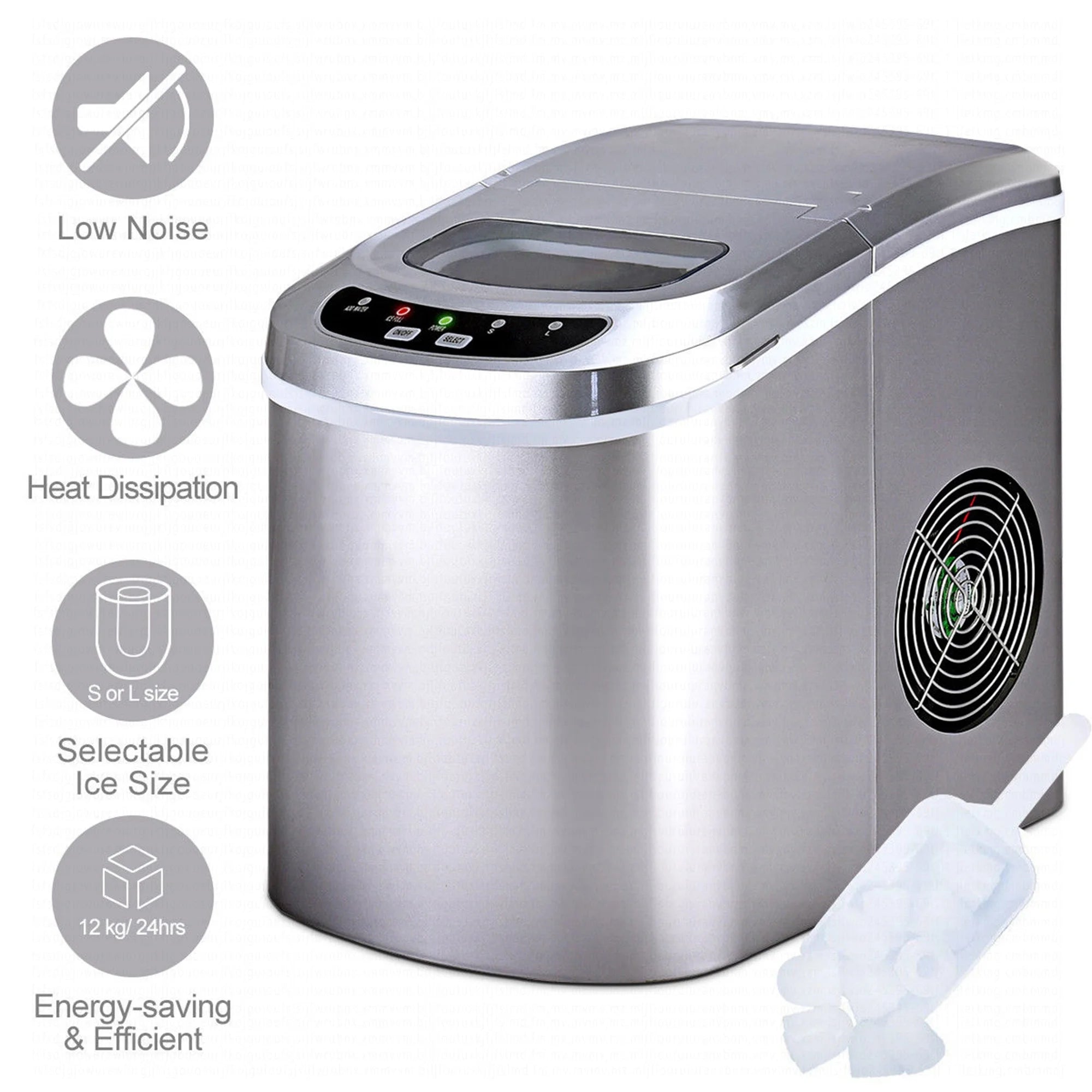 Costway Silver Portable Compact Electric Ice Maker Machine Mini Cube 26lb/Day