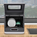 Portable Countertop Dishwasher Mini Dishwasher 3 Washing Modes 4 Washing Programs 360�� Rotating Spray Design Compact Dishwashers 158�H High-Temp& Air-Dry Function (white)