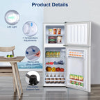 Kcpolre 4.8 Cu.ft Refrigerator with Freezer, 2-Door RV Fridge with Adjustable Thermostat, Compact Refrigerator with Freezer for Home, Kichen, Apartment, Office, Silver