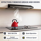 GRACEALL 30 Inch Range Hood Under Cabinet Oven Vent Hood, Ducted/ Ductless Convertible Kitchen Extractor, Stainless Steel Stove Exhaust Fan, Charcoal Filter and Exhaust Pipe Included