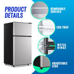 Tacool 2.4 Cu.ft Mini Fridge with Freezer, Small Refrigerator Apartment Size Fridge Black, NEW