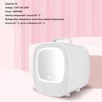6L Beauty Mini Fridge Skincare Refrigerator with Touch Screen Led Makeup Mirror for Car Skincare Cosmetics Blue