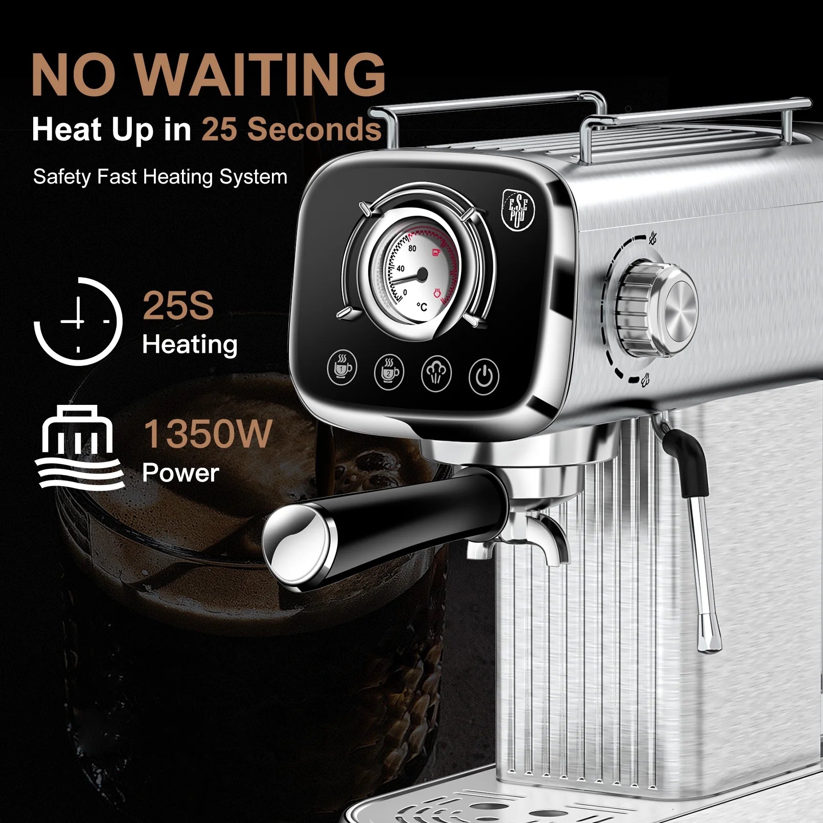 20 Bar Espresso Machine with Milk Frother, Single & Double Shot, ESE Pod Compatible, Removable Water Tank for Cappuccino, Latte, & Machiato for Home Barista
