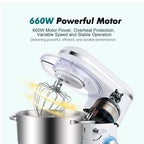 Kitchen in the box Tilt-Head Stand Mixer, Electric Kitchen Mixer with 6.5QT Stainless Steel Bowl, 660W Food Mixer with 6-Speed, Black