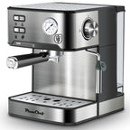 Plum Chef Espresso Machine, 20 Bar Coffee Maker with Foaming Milk Frother Wand, Espresso & Cappuccino Latte Maker Coffee Machine, 850W, 1.6L Removable Water Tank, Black&Silver