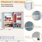 2024 Summer New 4.3 Cu.Ft Single Mini Refrigerator-Freezer Compartment-Adjustable Thermostat Control-Reversible Doors-Ideal for Dorm, Office, Rv, Garage, Apartment