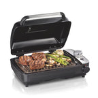 Hamilton Beach Electric Indoor Grill with Hot and Cold Smoke Infuser and Smoking Rack, Black