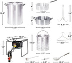 Barton 64 Qt. Aluminum Turkey Deep Fryer Pot With Injector Thermometer Kit and 100,000 BTU Outdoor Propane Stove Burner Stand for 28Lb Turkey, Outdoor Cooking Seafood Boiler Roaster Crawfish Boiling