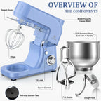 LINKChef Stand Mixer, 5.3QT 800W 6+P Speeds with Whisk, Dough Hook and Beater (White)