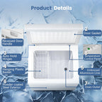 KNDKO 2.8cu.ft Chest Freezer, Freestanding Top Open Door Compact Freezer with Removable Basket, Adjustable 7 Thermostat and Bottom Defrost Water Drain for Apartment/Home, White
