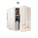 Mini Fridge with LED Lights - 1.06/2.11Gal Portable Beauty Fridge for Cosmetics, Skincare & Medicine - Compact Cooler & Warmer for Home, Travel, Dorm - Space-Saving Gift Idea