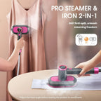 Newbealer Steamer for Clothes,2-in-1 1550W Turbocharged Garment Steamer & Iron ,3 Levels Smart Control Steaming,1.2L Detachable Tank,Auto Shut-Off,Self-Cleaning,Innovative Storage: Hang or Wall Mount