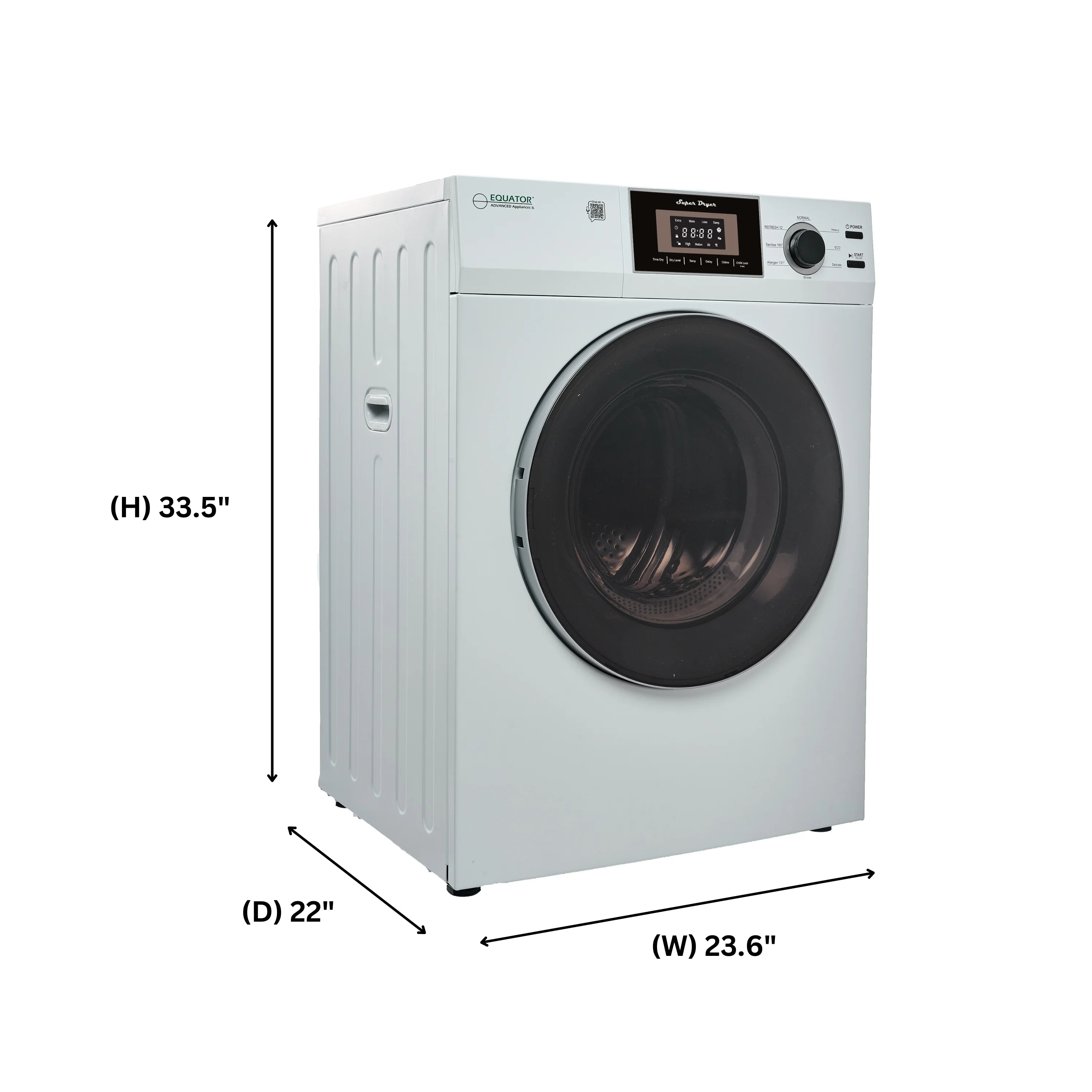 Equator Compact 24 in Vented Dryer 3.1cf/13lb SENSOR Sanitize Shoes 110V/1500W