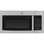 GE JVM3160RFSS 1.6 Cu. Ft. Over-the-Range Microwave Oven Stainless Steel Bundle with Deco Chef Pair of Red Heat Resistant Oven Mitt and 3 YR CPS Enhanced Protection Pack