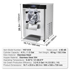 KFFKFF Commercial Hard Serve Ice Cream Machine Maker with a Yield of 12 Liters per Hour for Single Flavor