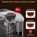 AOILE 20-Bar Dual Boiler Espresso Machine, Self-Cleaning Coffee Maker with Grinder & LCD Touch Panel