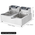 Electric Deep Fryer,Tank Stainless Steel Deep Fryer, Temperature Control, Countertop Fryer for Home Kitchen and Restaurant, 110V