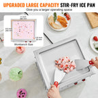 KFFKFF 11 x 9.5 Inch Pan Fried Ice Cream Roll Machine / Rolled Ice Cream Maker
