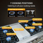 36 In. 6.0 Cu. Ft. Gas Freestanding Range with 6 Sealed Burners Gas Cooktop, Cast Iron Grates and Primary Convection Oven In Stainless Steel