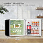 Comfee' 1.7 Cu.Ft Mini Fridge, Compact Retro Refrigerator, Energy Saving, Low Noise, Adjustable Thermostat, Single Door Small Fridge with Chiller Box for Bedroom, Office
