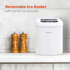 Magic Chef 27 lb. Capacity Portable Countertop Ice Maker, White and Makes Bullet Ice